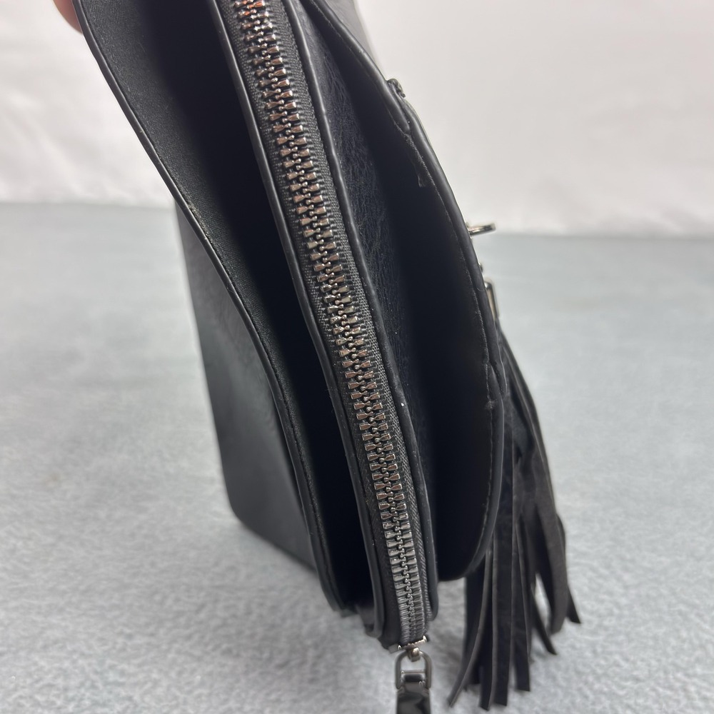 Sam & Hadley clutch Bag Womens Black Faux Leather Tassel Purse Handbag Set - Picture 4 of 7